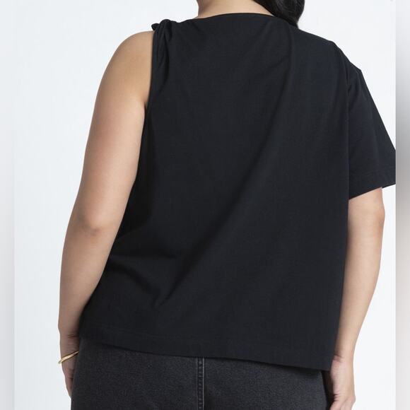 Eloquii Twist Shoulder Tee Black Size 18/20 - Picture 3 of 8